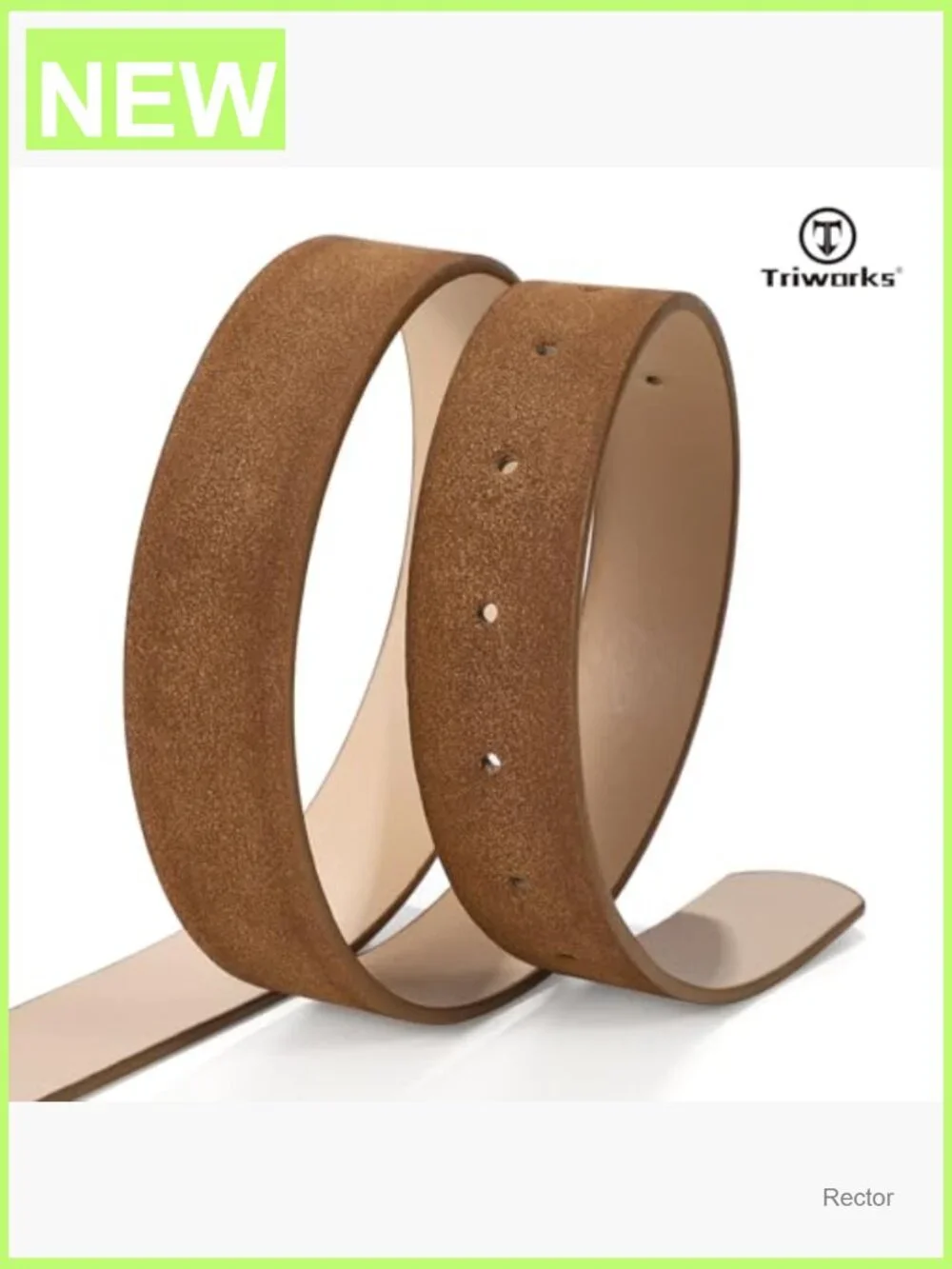 Vintage Suede Leather Belt with Bronze Buckle Adjustable